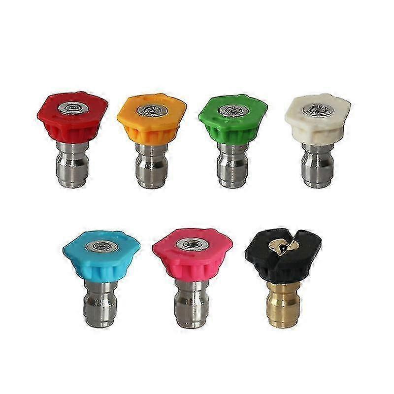 High Pressure Washer Nozzle Head Multi-angle 1/4 Quick Connect Design Suitable for High Pressure Washer (1 Set, Multi-color) General