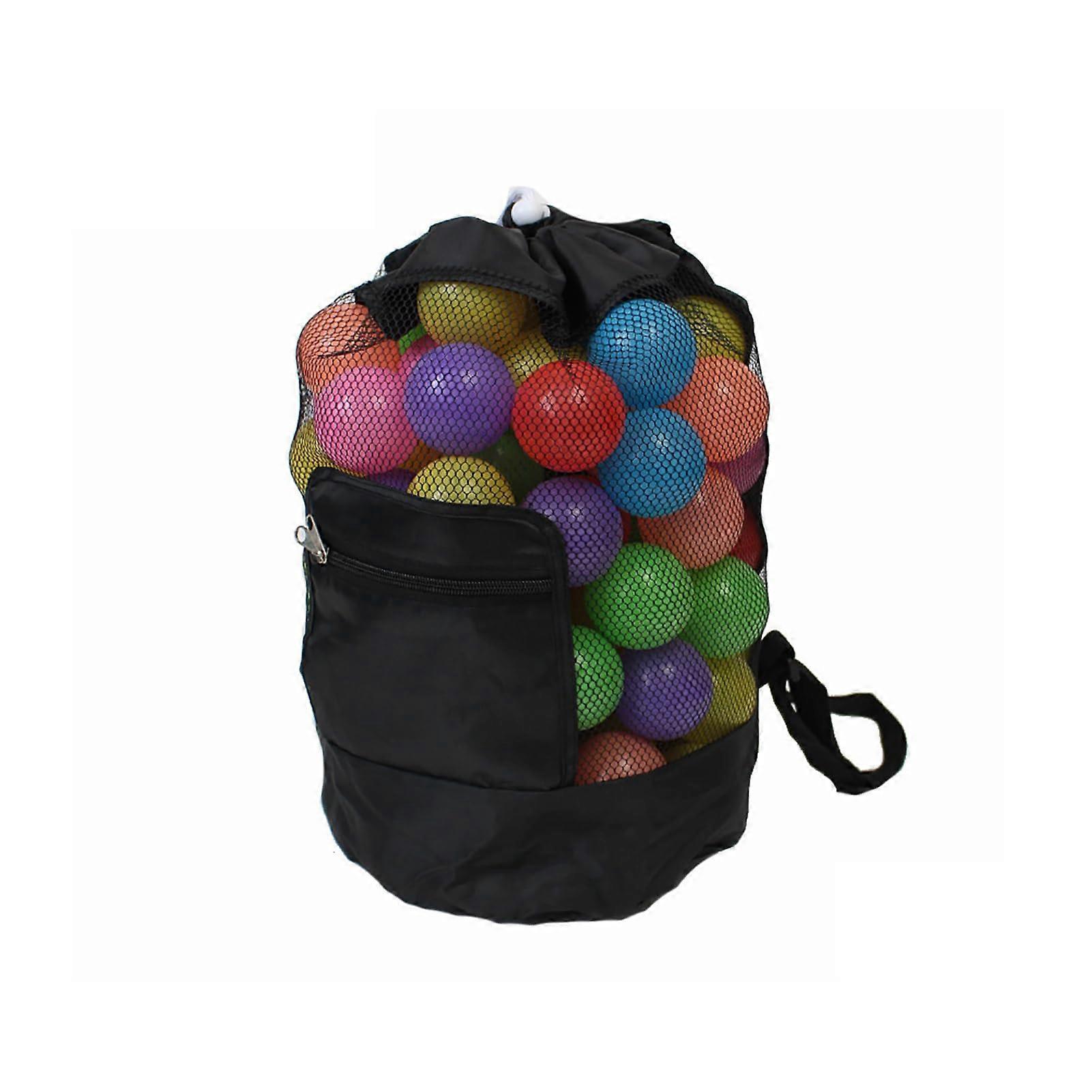 Mesh Storage Bag for Beach Toys, Lightweight Backpack with Drawstring and Double Shoulder Straps, Suitable for Outdoor Play, black