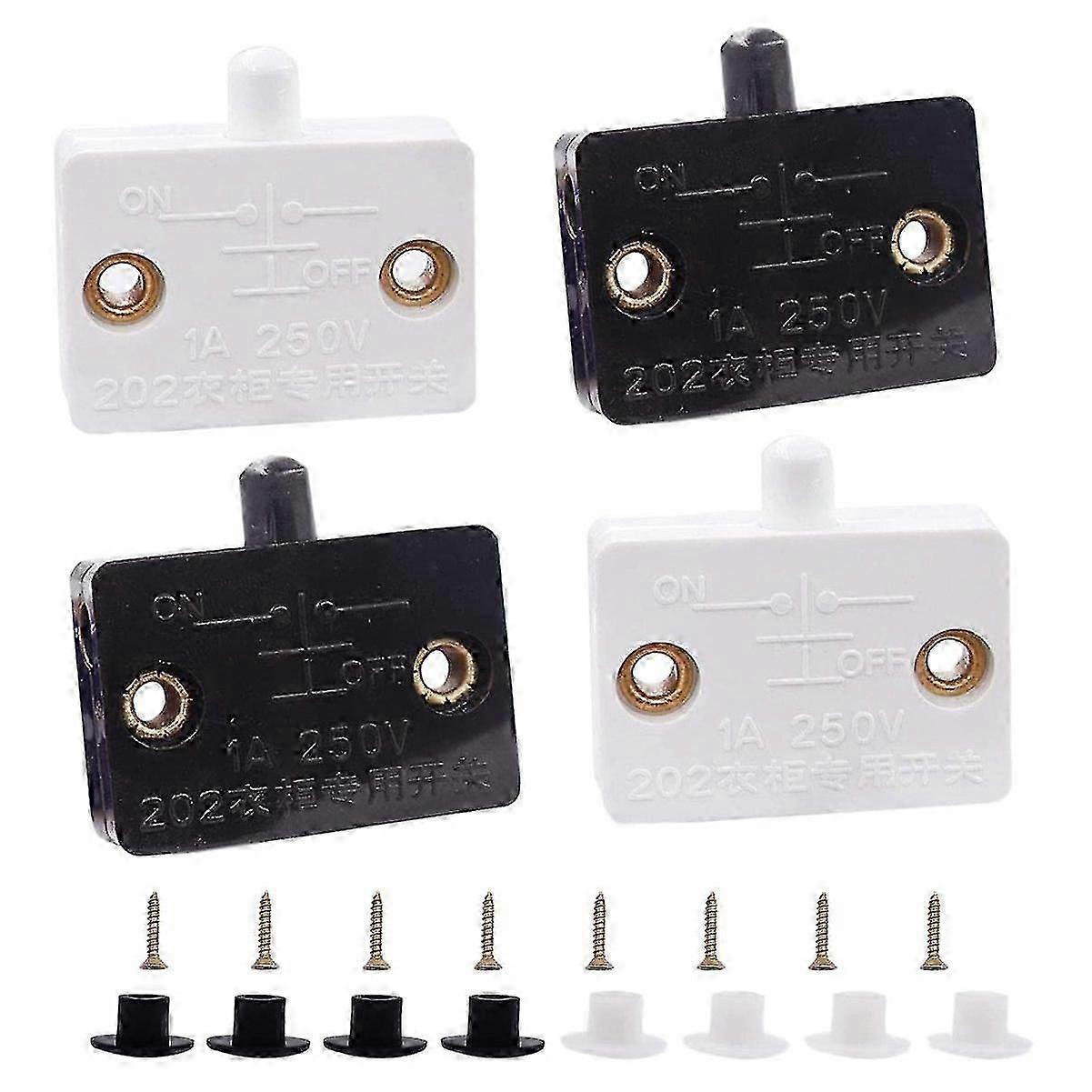 4 Pieces Cabinet Door Switch & Lamp Switch for Drawers - Compatible with 12V, 24V, & 110V - Ideal for Easy Lighting Control