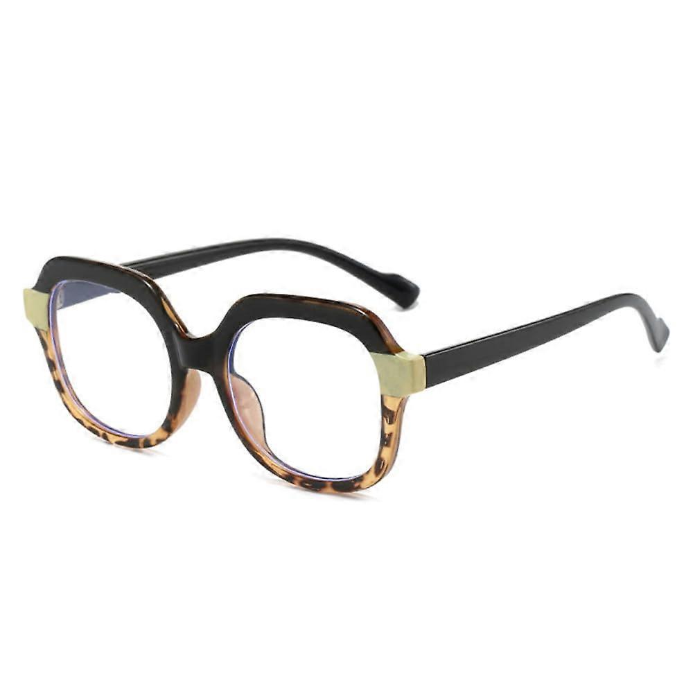 Retro Women's Square Glasses Frame in Leopard Print, Unisex Design, One Size Fits All, Durable Material