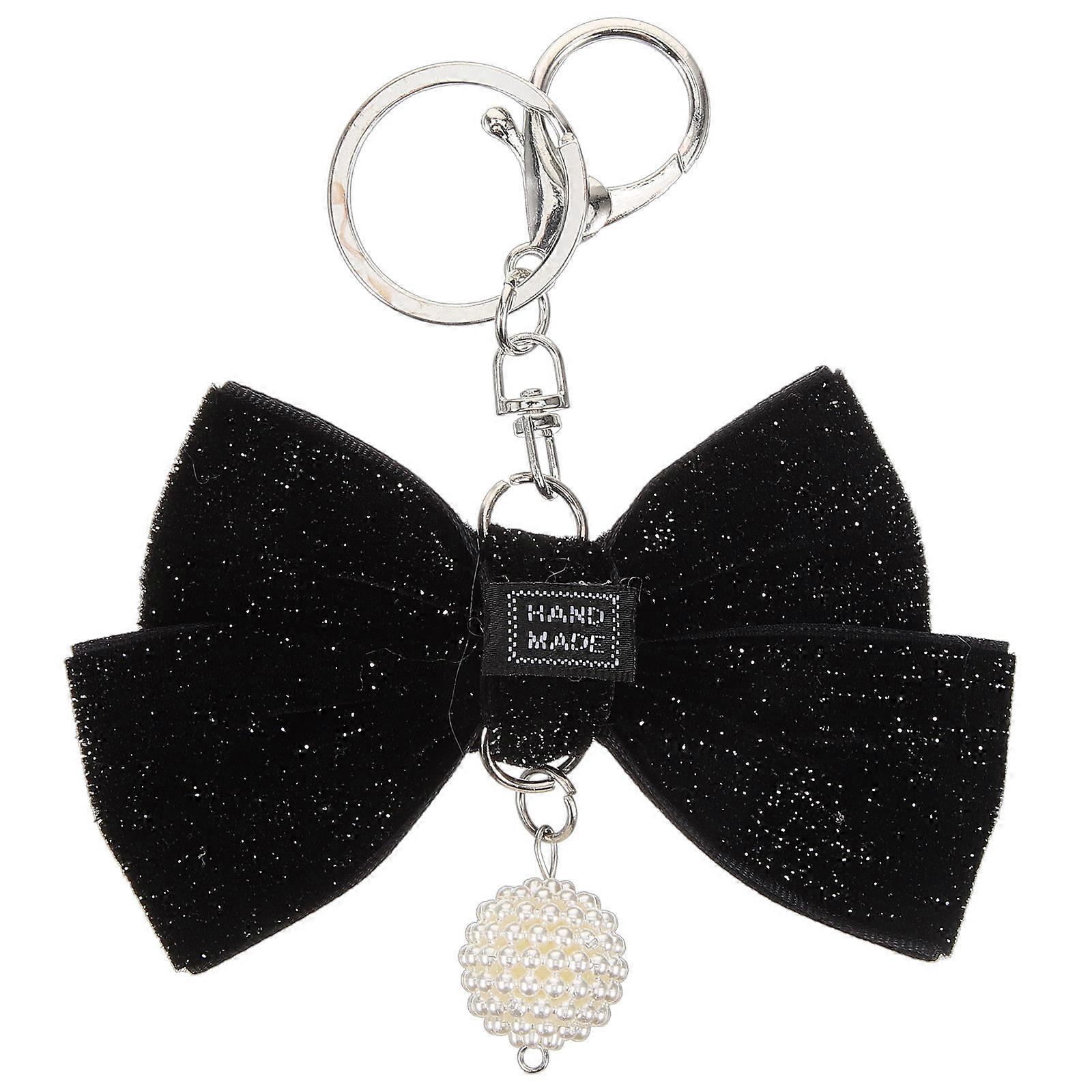Creative Bowknot Shape Keychain Pendant Bag Accessory Black 12.00X10.00X1.00CM 1Pack
