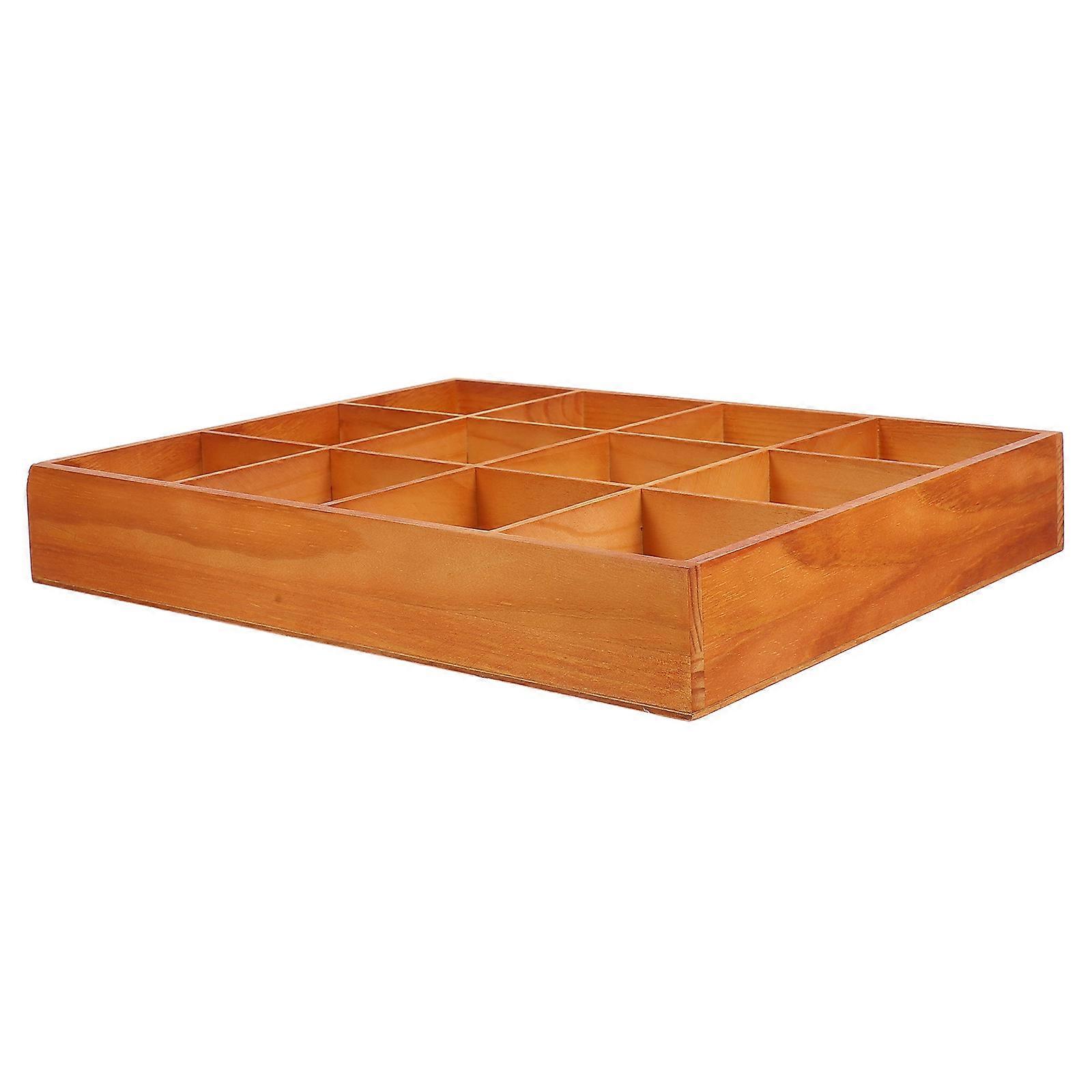Wooden Drawer Organizer Rectangular Design For Home Daily Use Light Brown Color 13.5×10.7×2in Open Design 1Set