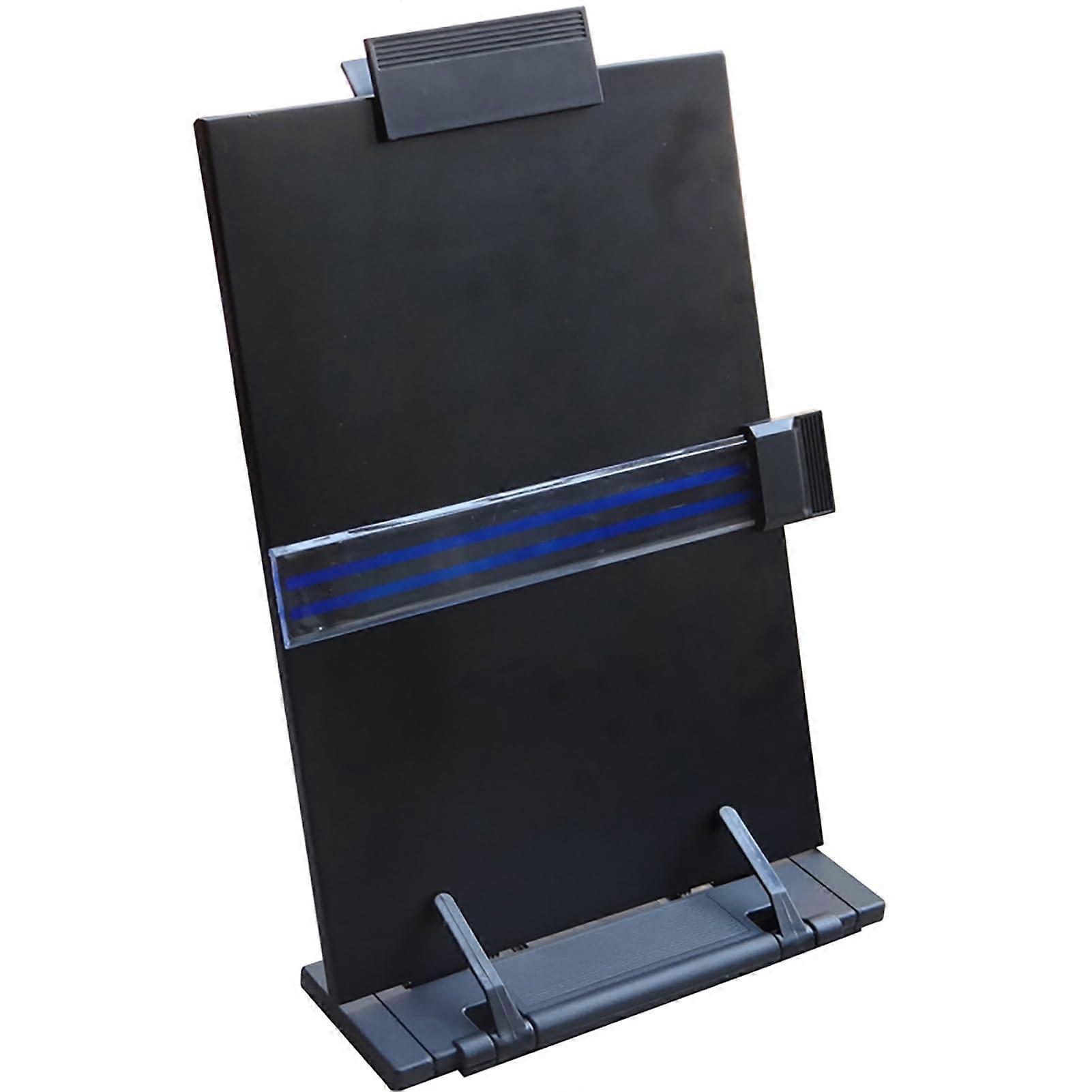 Plastic Folder Holder with Adjustable Height, Black Office Document Stand for Desk and Workspace Organization