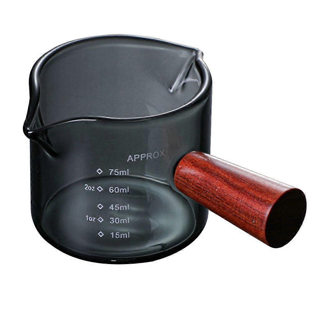 Pot à lait en verre Récipient à café à poignée en bois Tasse à lait Récipient à lait avec échelle