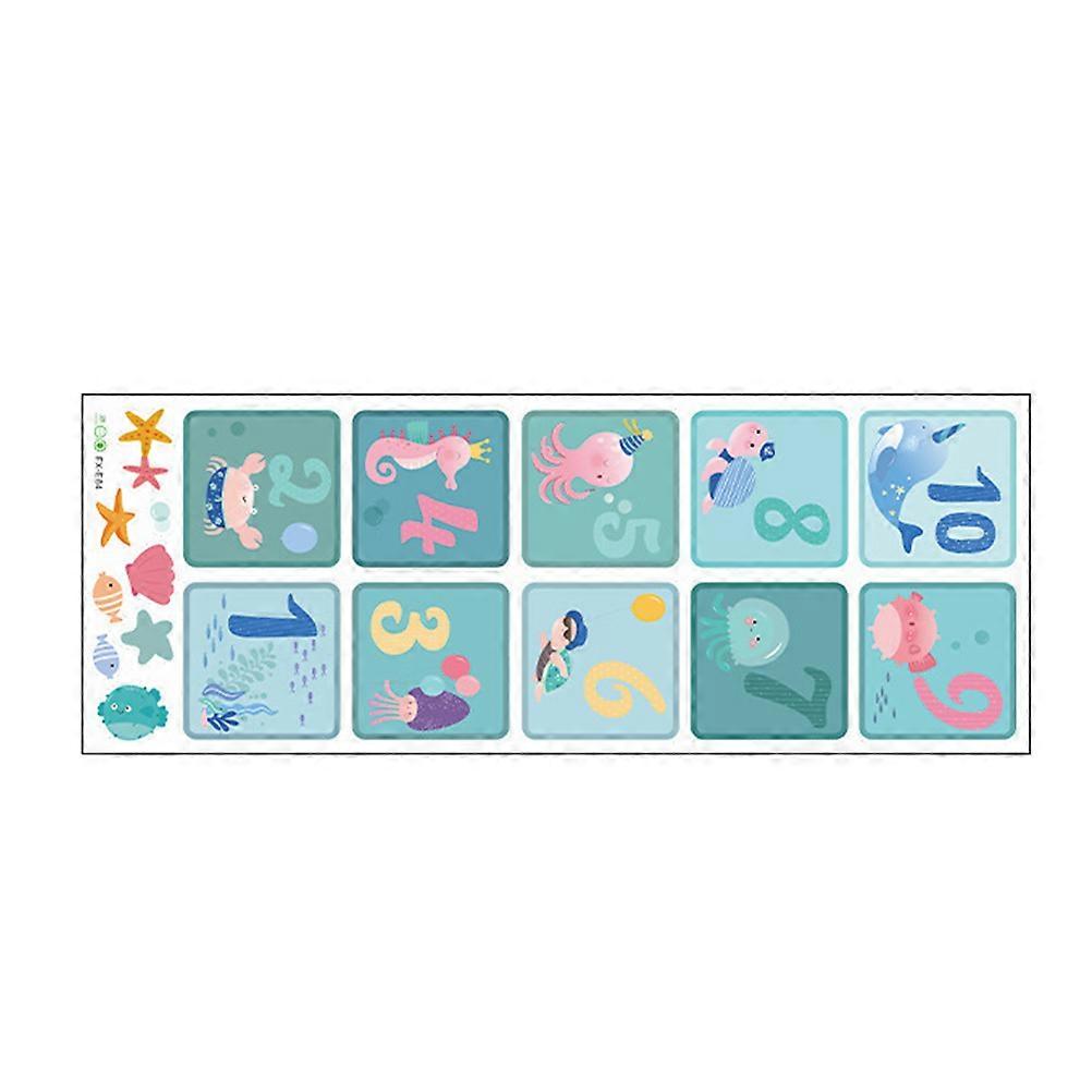 Cartoon Underwater World Floor Decal Self Adhesive Playroom Game Sticker with Fun Hopscotch Design for Durable Nursery Decoration