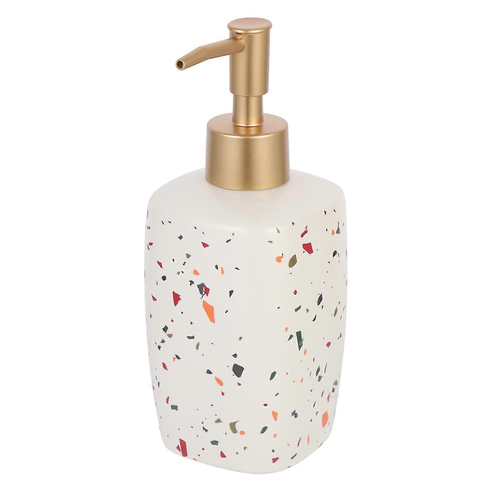 Ceramic Soap Dispenser Hand Wash Bottle General Users Simple Design Ivory 380ml 1Pcs