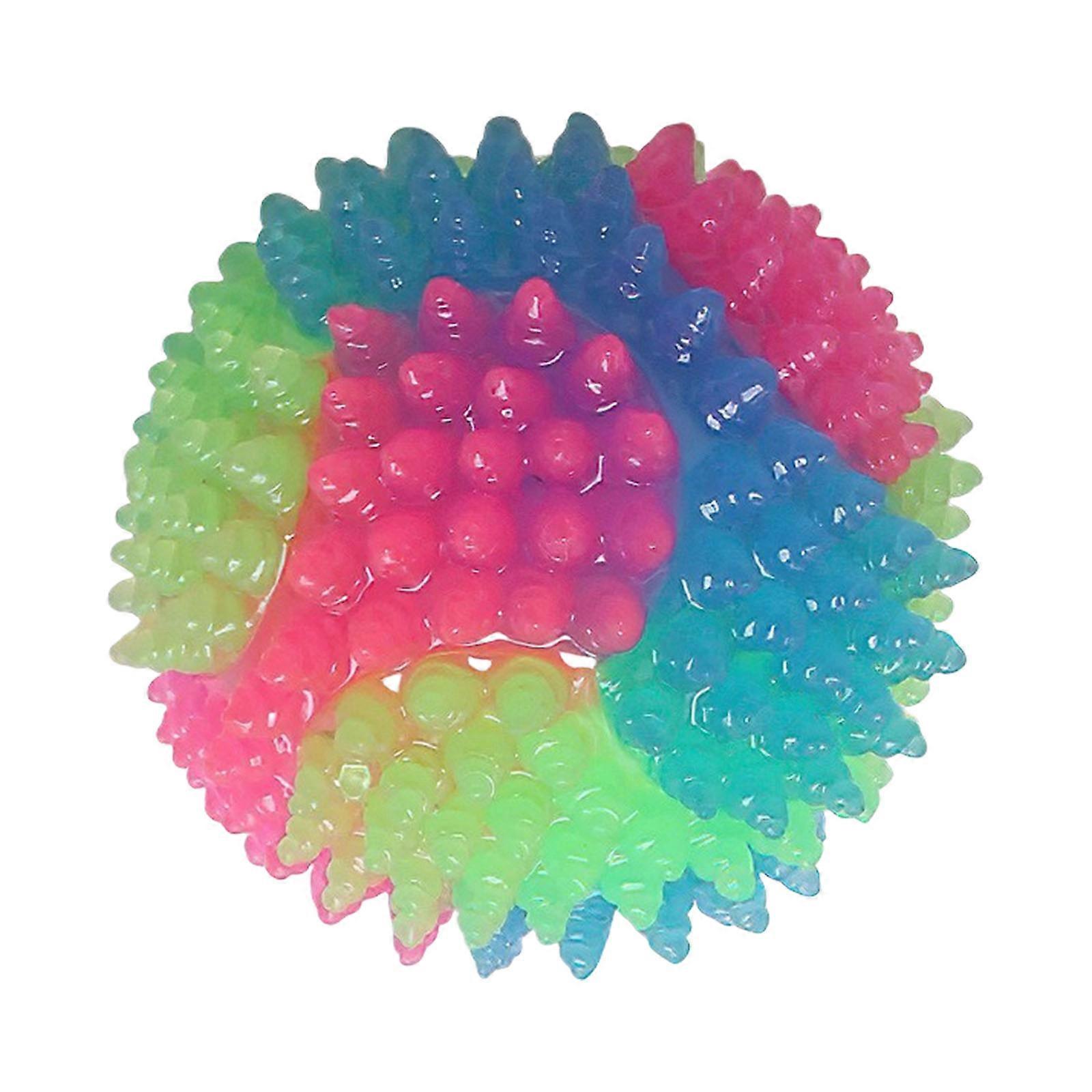 LED Flashing Bouncing Ball Pet Toy Rubber Glowing Ball Teething Toy for Various Breeds Outdoor Fetching Fun Game Multicolor