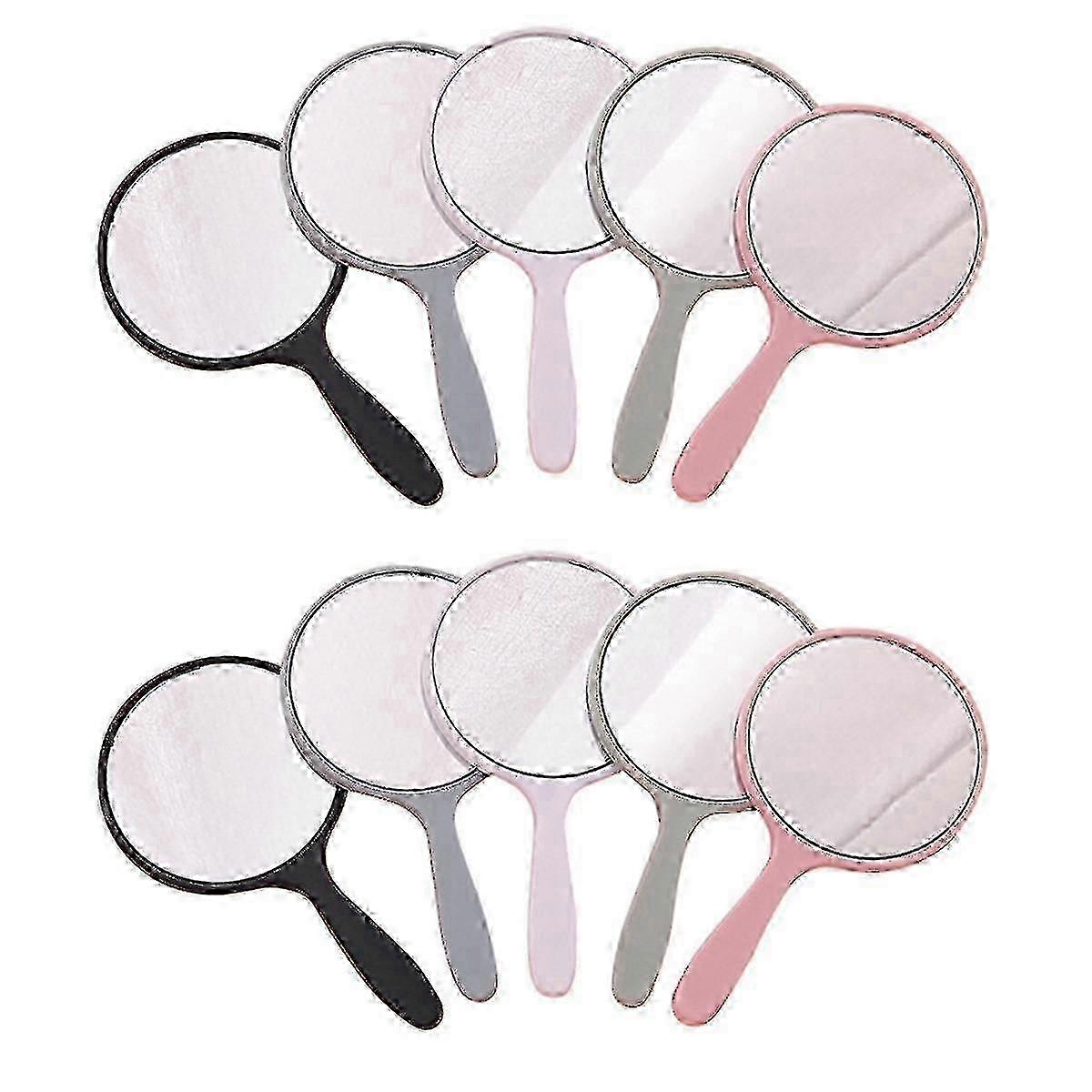 10-Piece Set of Portable Round Handheld Mirrors - Travel Makeup Mirrors for Quick Touch-Ups Anywhere