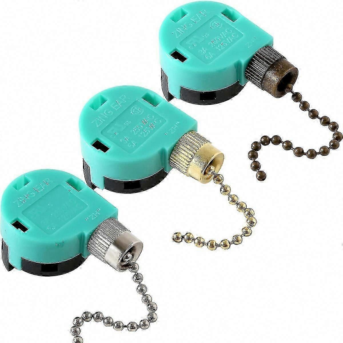 3Pcs ZE-268S6 Ceiling Fan Switch 3 Speed 4 Wire for Ceiling Fans & Wall Lights Pull Chain Switch