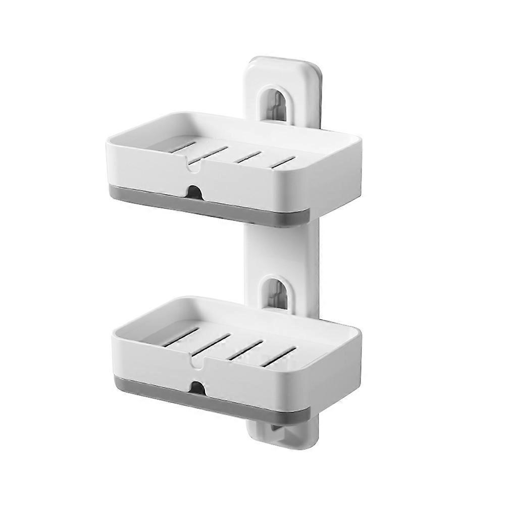 Bathroom Soap Dish Holder Suction Cup Mounting Kitchen Use Rectangular Shape Abs Material Grey Color 1Set