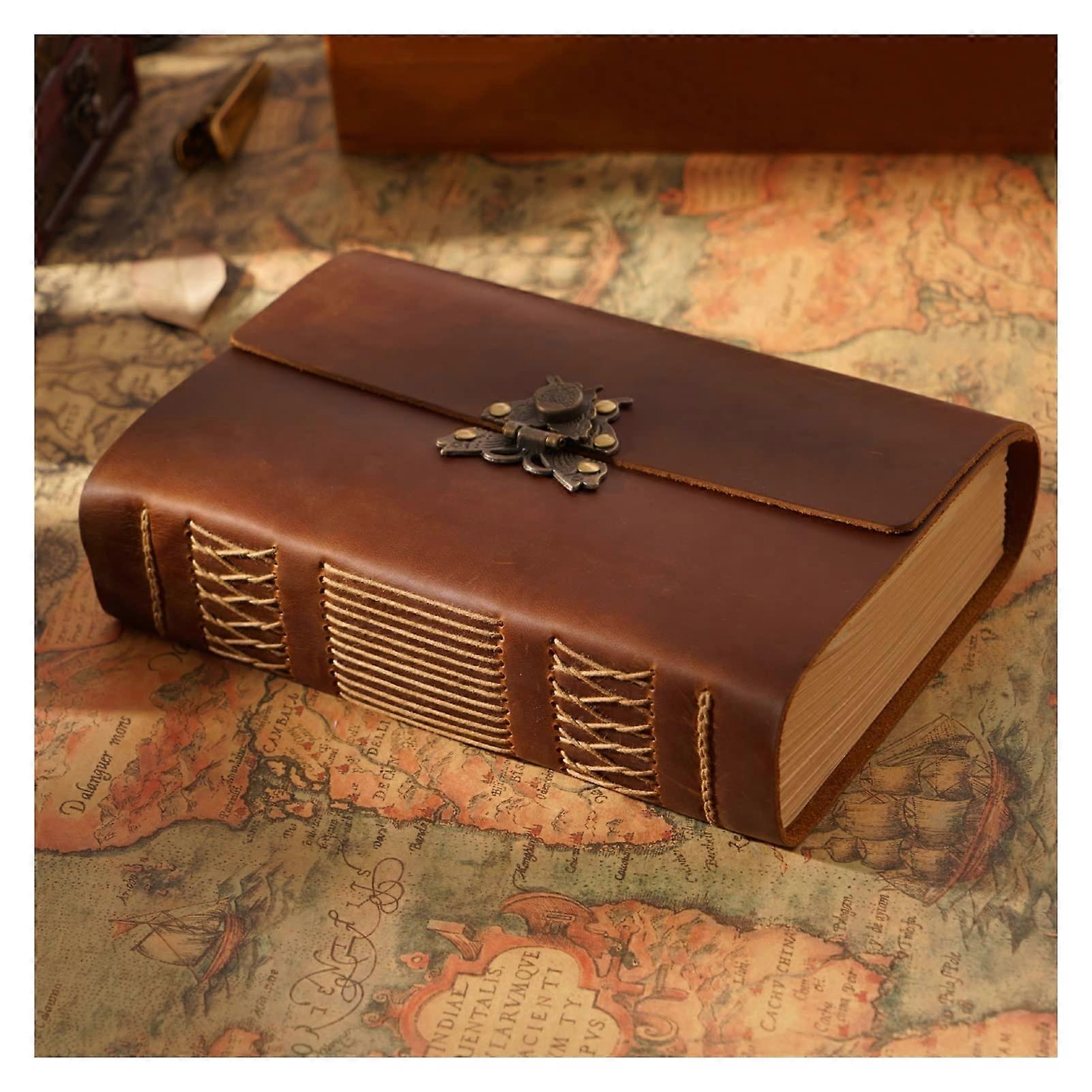 Handmade Notebook with Lock Retro Leather Notebook Journal Creative Student Sketchbook School Office Gift