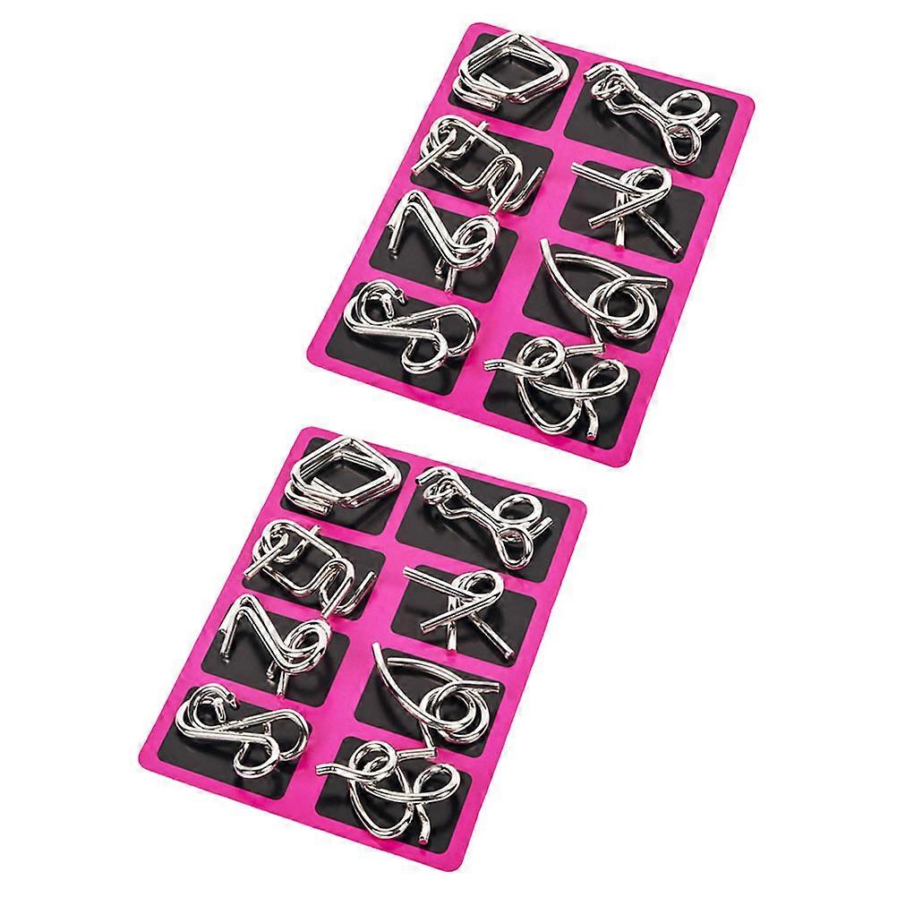 Wire IQ Puzzles Set of 2   Disentanglement Brain Teasers for Adults, Interlocking Ring Games to Improve Concentration and Portable Fun