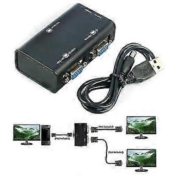 2 porte VGA SVGA Splitter Adapter Converter Box 1 computer a 2 monitor Video LCD Screen