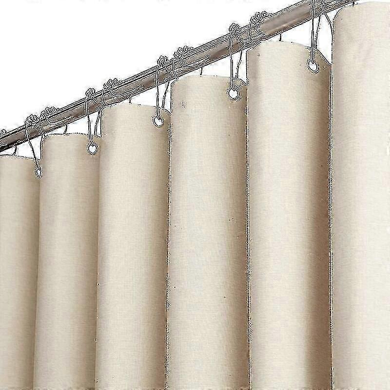 180x240cmエクストラロングリネンテクスチャードシャワーカーテン、ヘビーデューティーホテル高級ポリエステル生地、12個のプラスチックフック付き、大きなバスルームセット