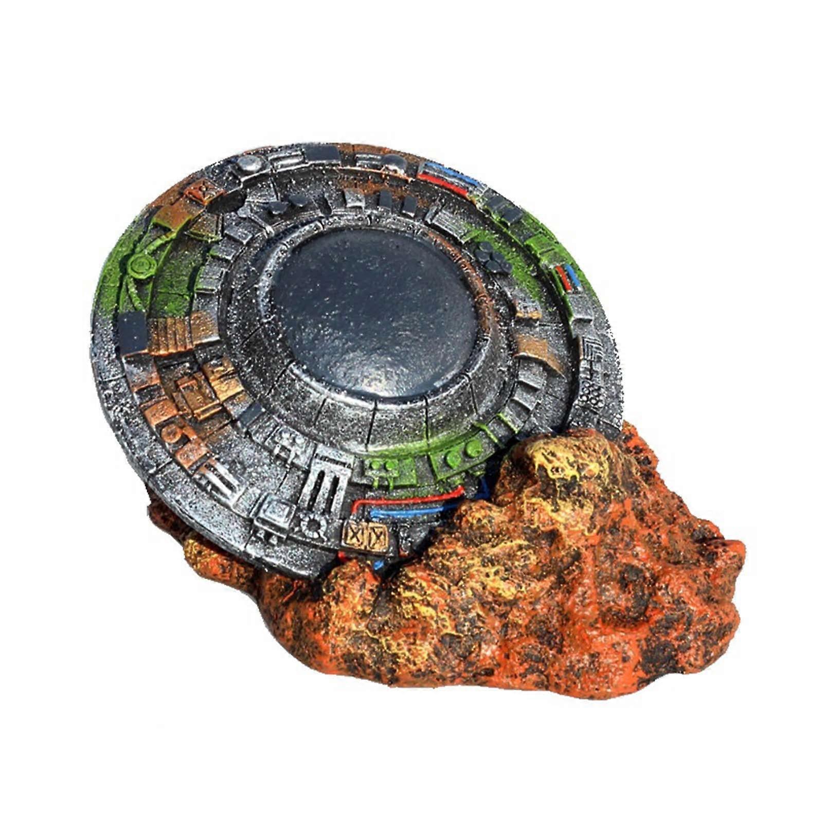 Aquarium Decoration Sunken Spaceship Ornament Resin for Betta Fish, Small Fish Tank Decor, 5 Inch Size, Realistic Design