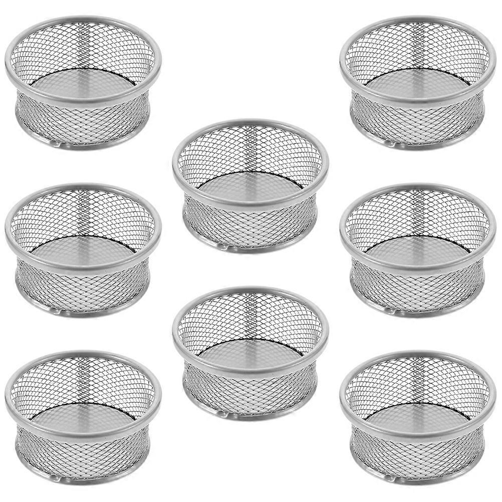 8Pcs Silver Metal Mesh Paperclip Holders for Home Use and Stackable Storage Baskets 8Pcs
