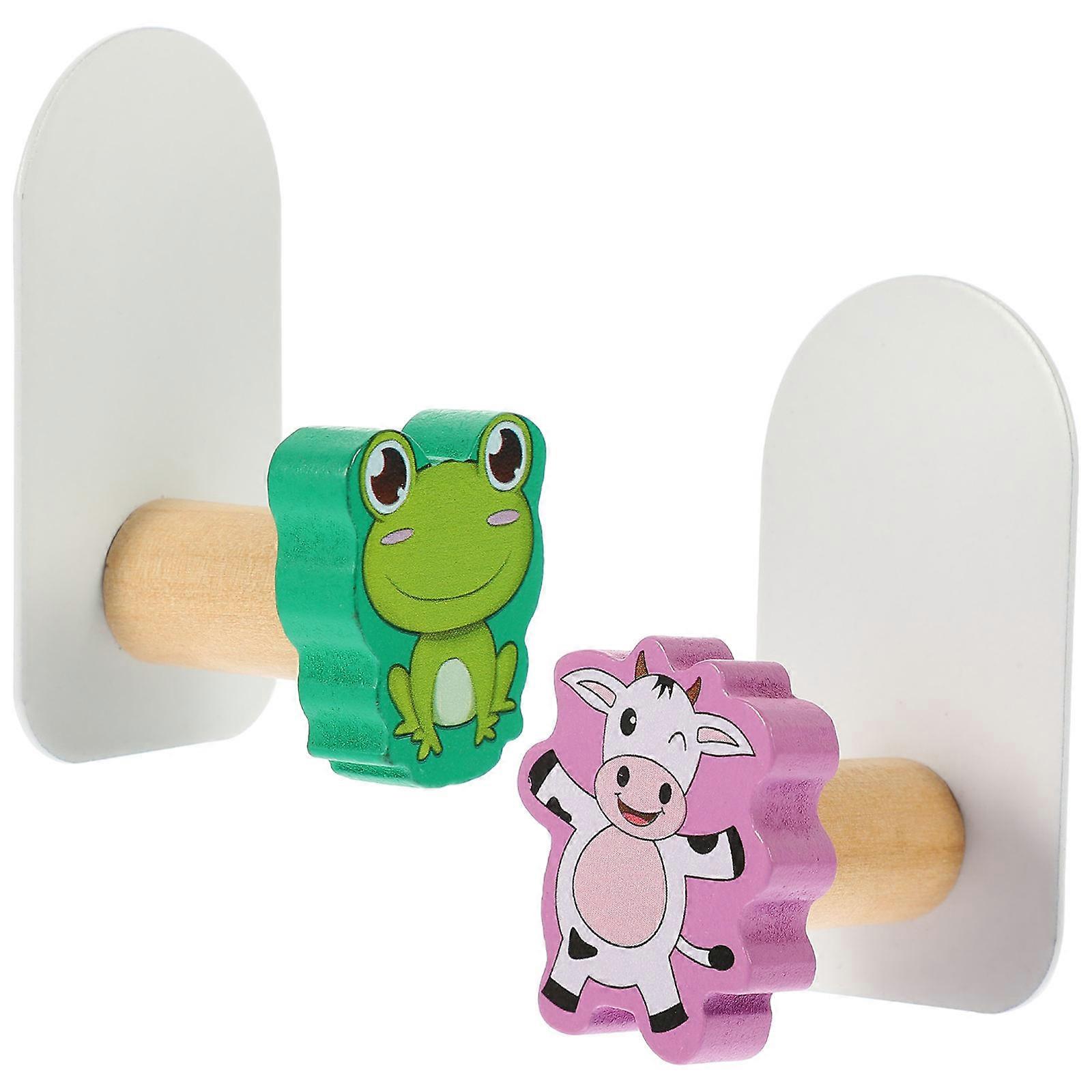 Sticky Hooks Cartoon Wall Hanging Hooks for Storage Assorted Color Plastic 2pcs
