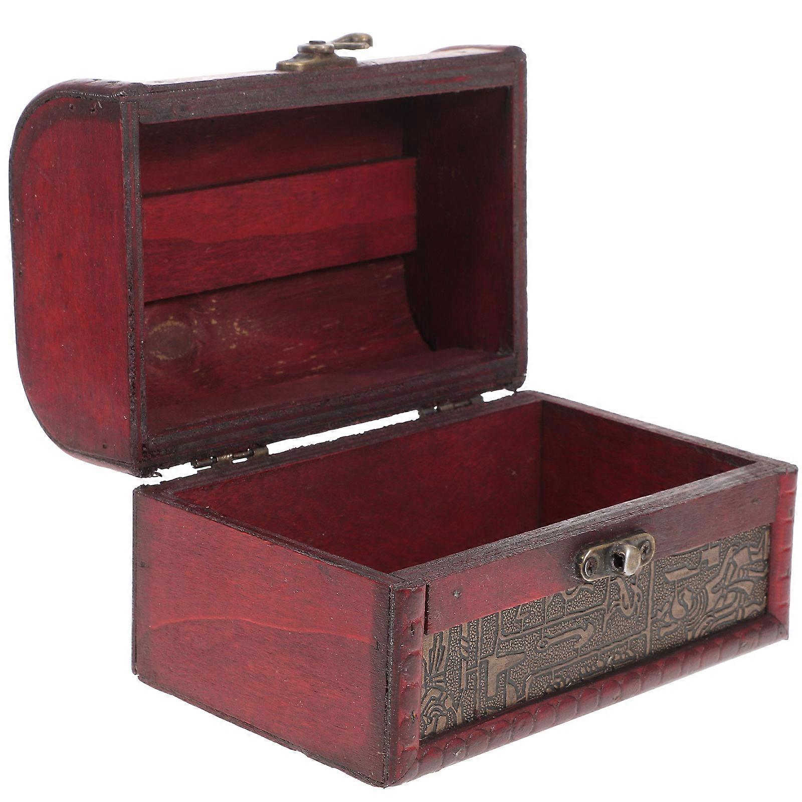 Vintage Small Wooden Jewelry Storage Box with Creative Printing Retro Packaging Container for Home and Party Use (Egyptian Pattern)