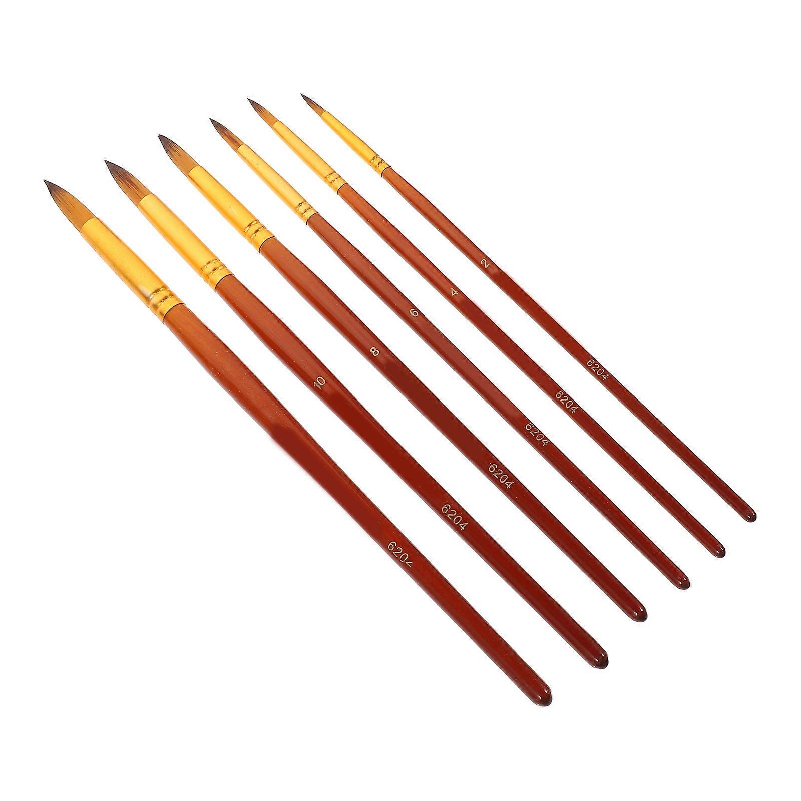 6pcs Fine Tip Paintbrush Set for Watercolor & Oil Painting – Durable Nylon Brushes for Artists & Beginners – Ideal for Creative Projects