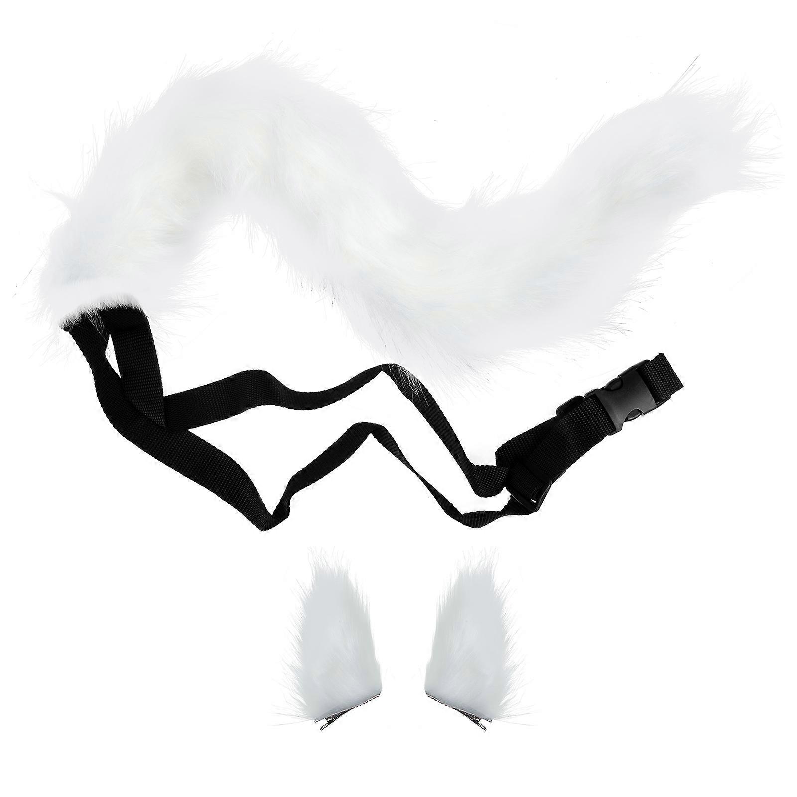 コスチュームヘッドウェア毛皮で覆われた愛らしい1セットコスプレ耳テーマパーティーのための耐摩耗性ホワイト素材