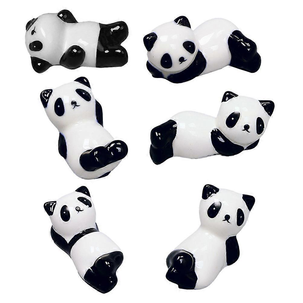 6pcs Creative Ceramic Chopstick Rests, Elegant Panda Design, Smooth Finish for Dining Table, Keeps Clean