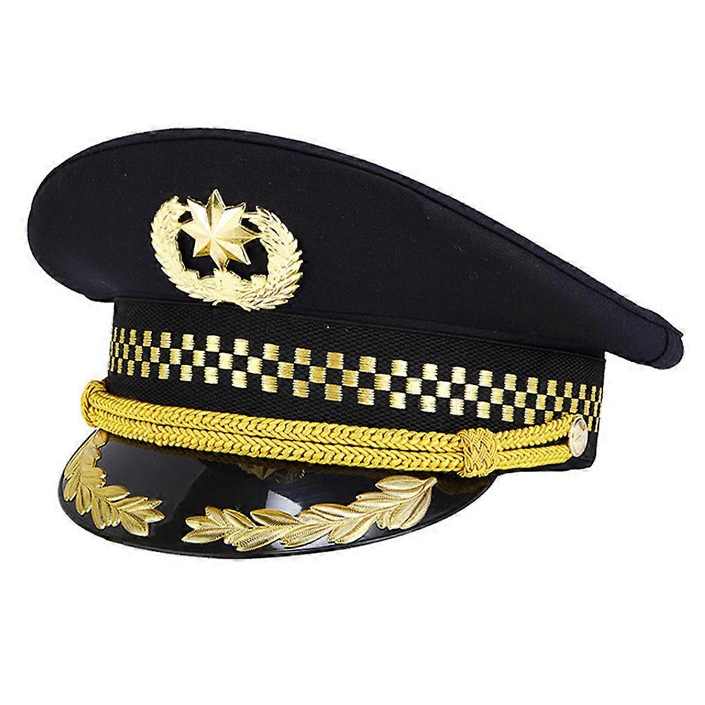 Military Style Captain Hat For Men And Women In Costume Dressing Up 28X28X8CM Black Quality 1Pc