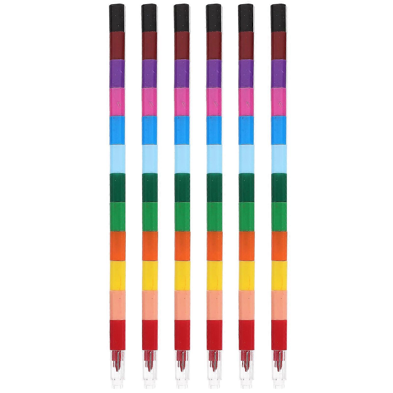Bulk Crayons Kids Drawing 6Pcs Assorted Color Convenient Stackable Household Children Accessory