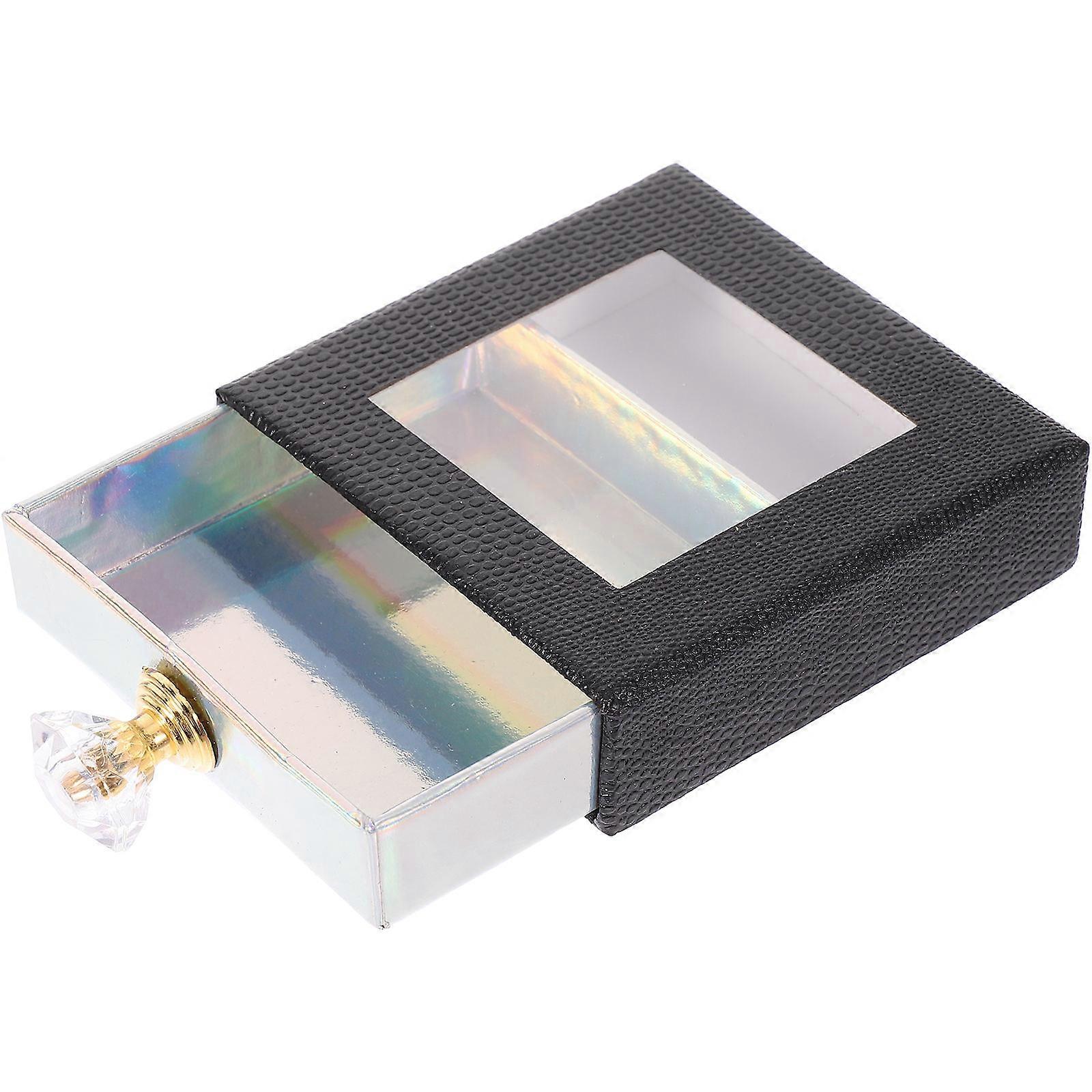 Simple Design Eyelash Storage Box Square Black Home Use 8X8X2CM Lash Storage 1Set