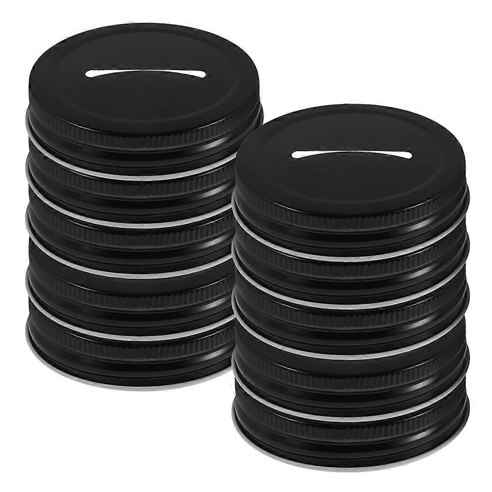 24pcs Metal Coin Jar Covers for Regular Mouth Jars – Sturdy Savings Bank Lids with Convenient Slot for DIY Crafting and Home Organization