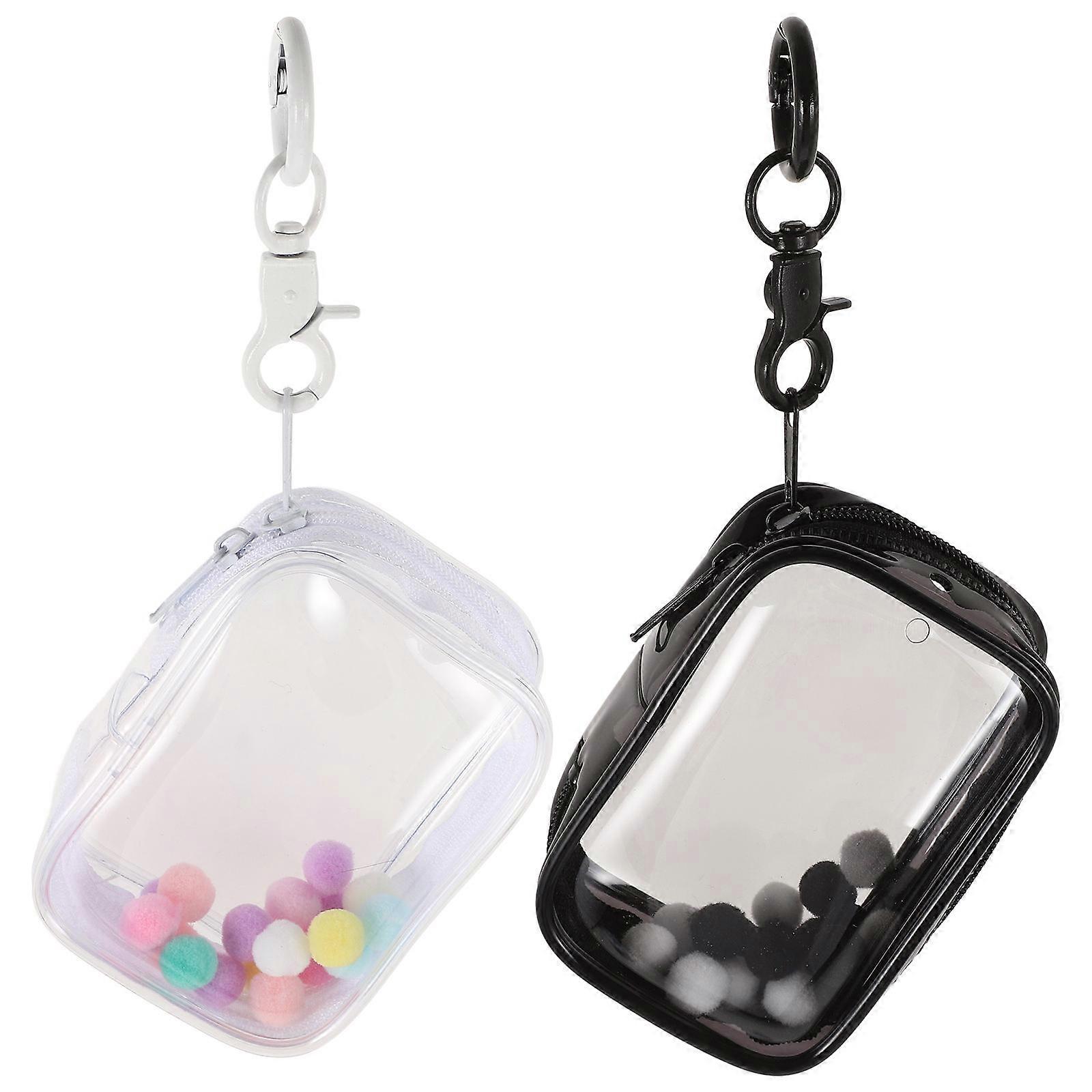 Clear Mini Doll Bag with Keychain 2pcs Transparent Pouch for Mini Figures, Dolls, and Collectibles Secure Storage and Display Pouch