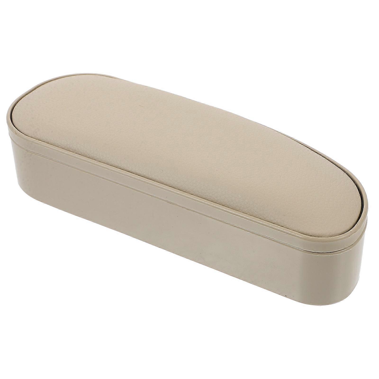 Universal Car Armrest Cushion for Driver's Seat Beige Adjustable Height with Storage Compartment