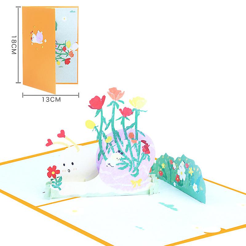 3d Greeting Card Printed Cartoon Pop-up Paper Card Flower & Animal Themed