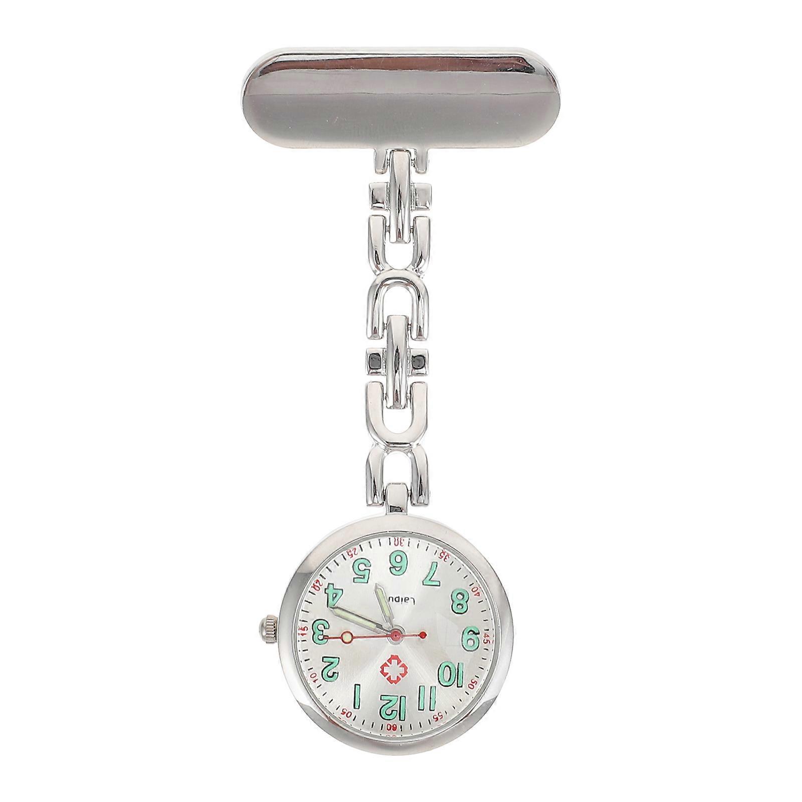 Creative Nurse Chest Watch Made of Alloy with Larger Dial for Clear Time Silver