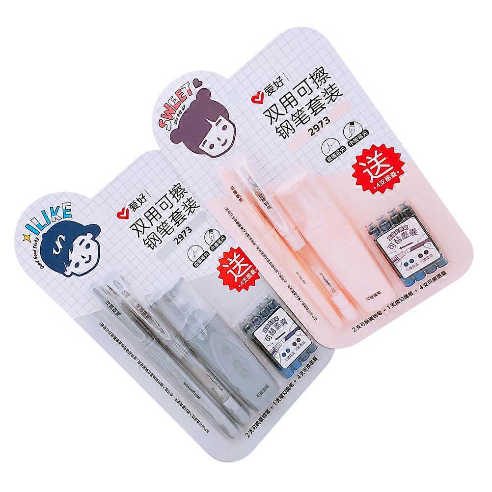 Creative Erasable Fountain Pen Set 2pcs Reusable Writing Pens for School, Office, Calligraphy & Smooth Ink Writing