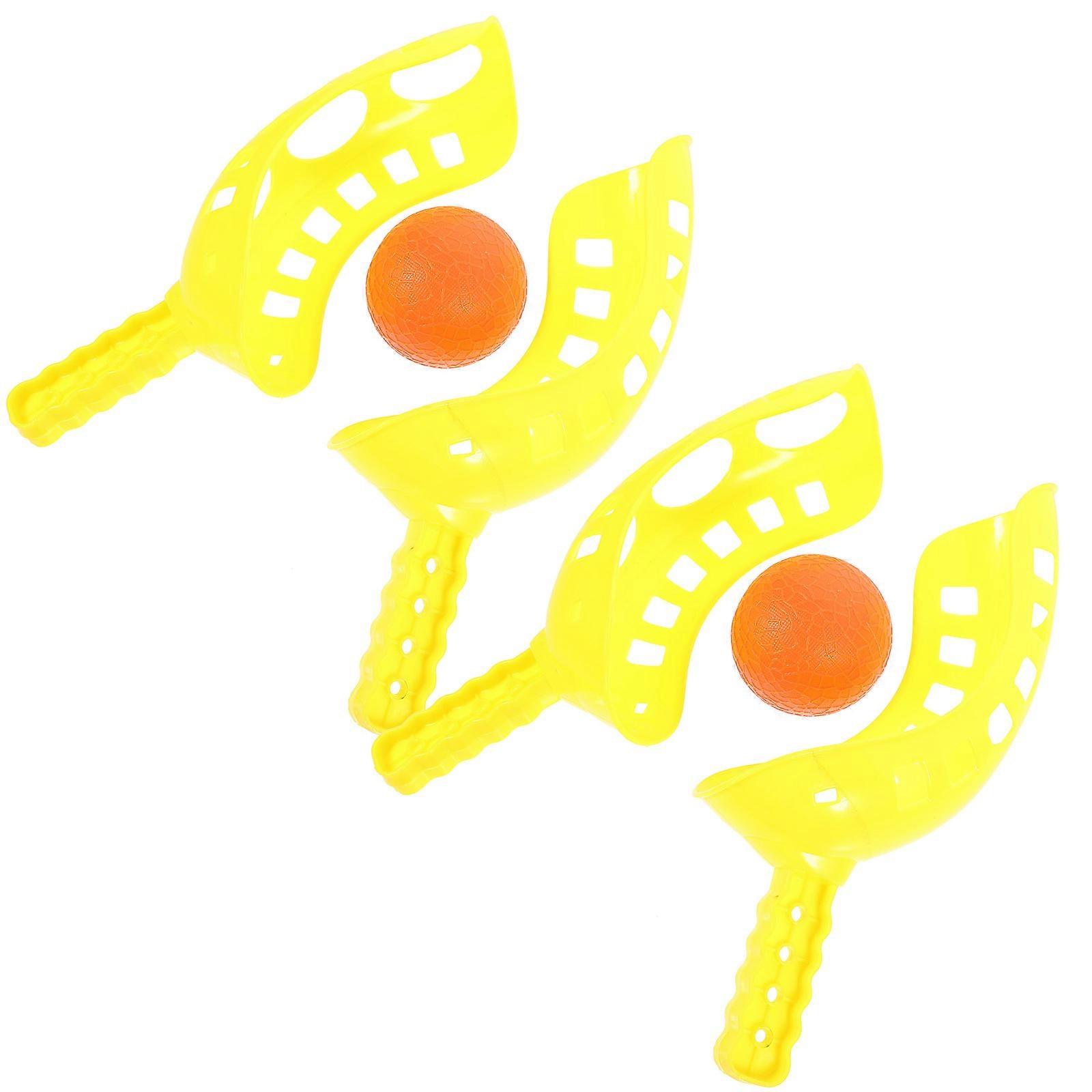 Yellow Catching Balls Toy ABS Interactive Toss Game for Kids Backyard Park Beach Pool 2 Sets