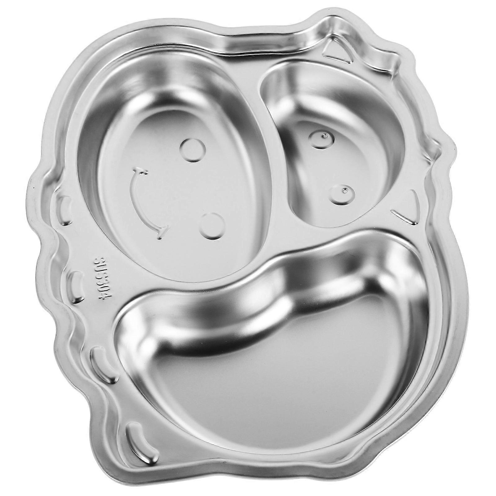 Kids Stainless Steel Plates with Multicompartment Design for Storage Use Silver Lightweight Durable 7.8 Inches
