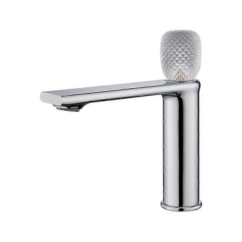 Modern bathroom faucet made of brass with crystal handle, quiet honeycomb flow regulator, dualspout mode ceramic valve – gold finish faucet