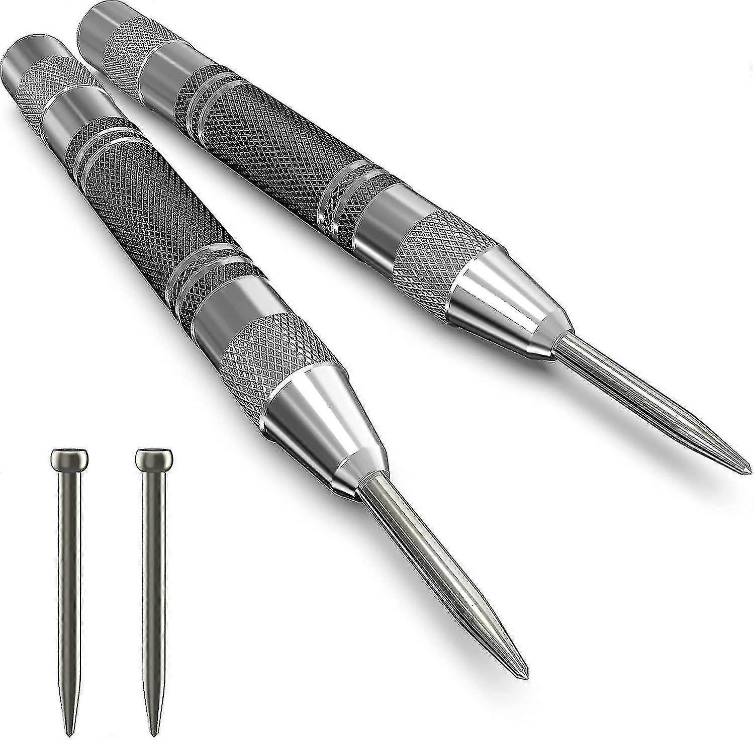 2-Pack Automatic Center Punch  5 Spring-Loaded Steel Punch with Adjustable Tension
