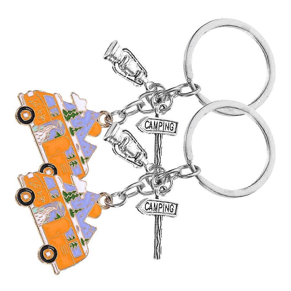 Camper Keychain with Durable Zinc Alloy Material for Decoration and Travel 2 Pieces Multi Color