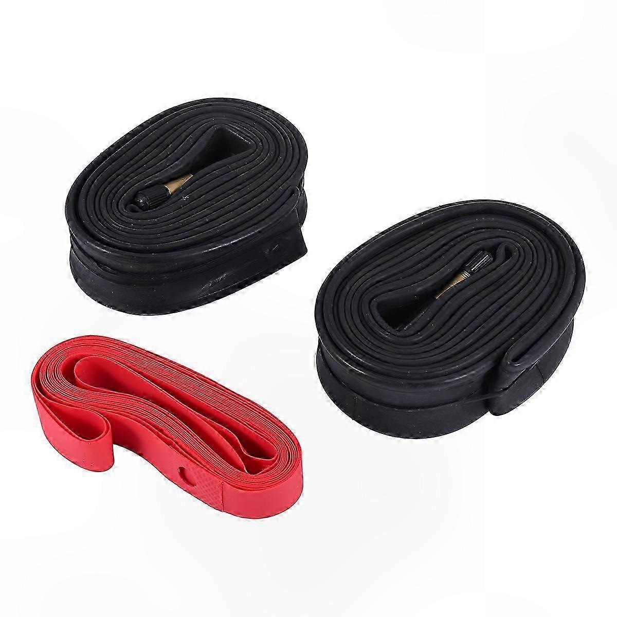 2-Pack 700C Bicycle Inner Tubes with Rim Strips, Schrader Valve, Compatible with 35-43C Road Bike Tires