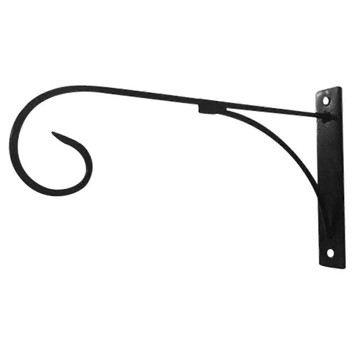 Hanging Basket Wall Hook Rustic Iron Plant Hanger Bracket For Outdoor Indoor Use Easy Install Flower Pot Rack Black