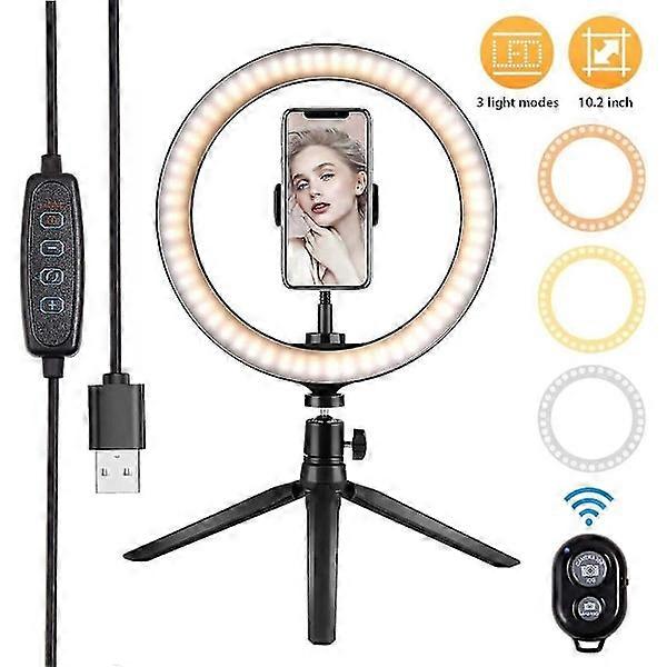 10.2インチ LED 自撮りリングライトスタンド リモコン付き 3色フィルライト ビューティー