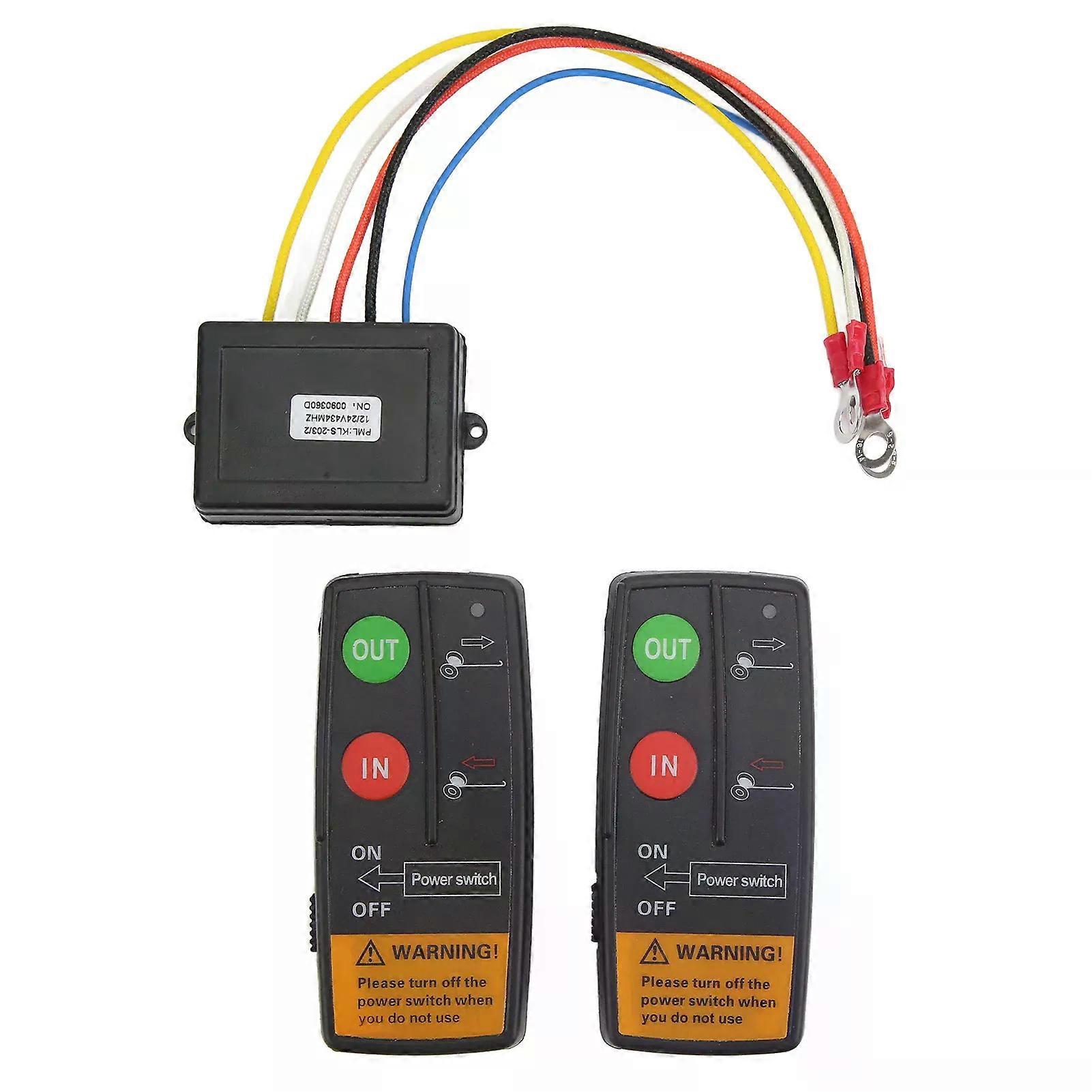 Winch Remote Control Kit 434MHz 23m Range Dual Voltage LED Indicators for Truck/ATV/SUV - Waterproof Receiver Winch Components