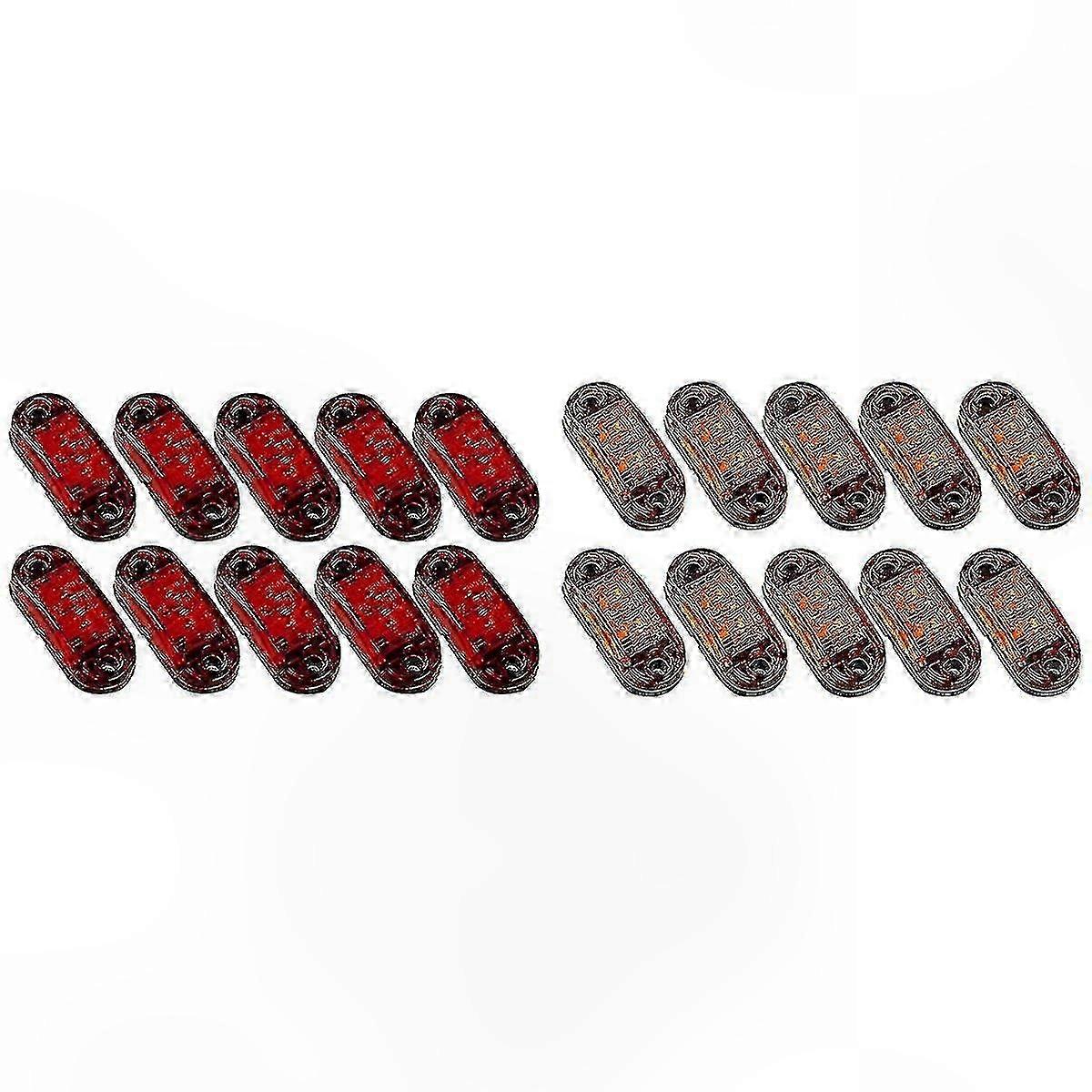 20 Pack Oval LED Trailer Lights with Red and Yellow Markers