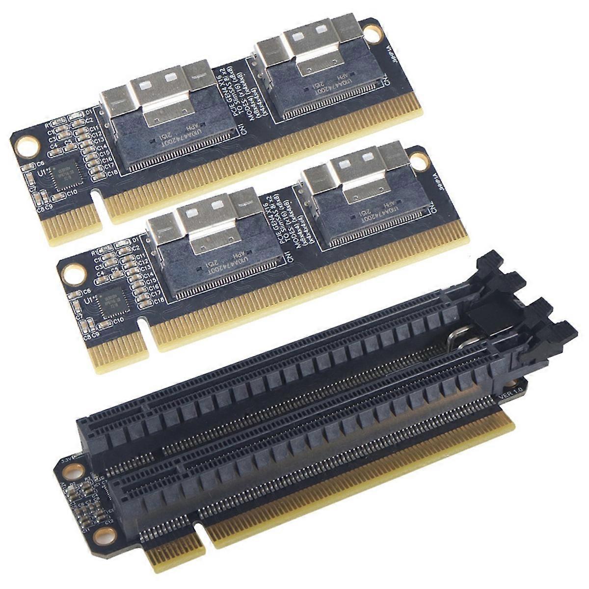 PCIe 4.0 X16 to 2 Ports NVMe Expansion Card PCI-E 4.0 16x to SlimSAS 8i X2 SFF8654 Graphics Card SSD Adapter Card
