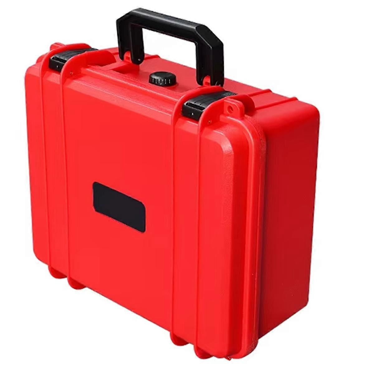 Portable Suitcase Thicken Plastic Hard Case Equipment Hardware Toolbox Large-Capacity Instrument Box with Sponge Red