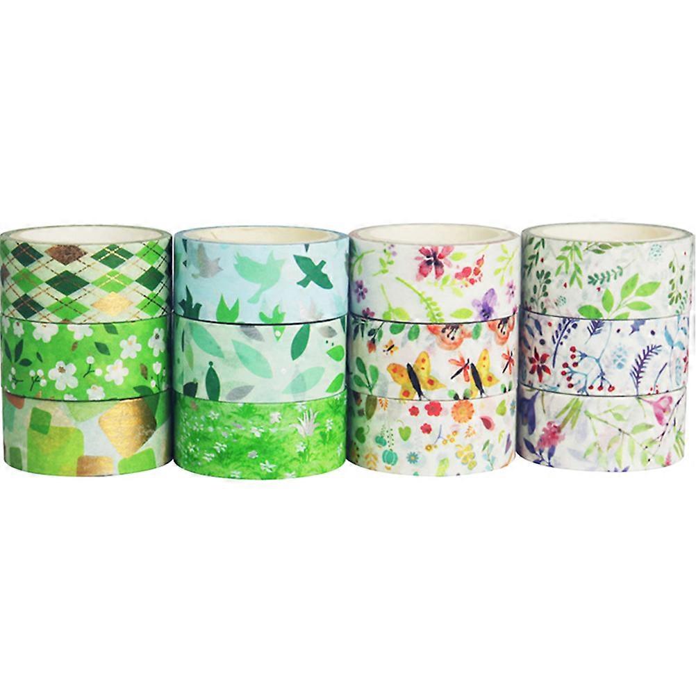 Handmade Flower Pattern Washi Tape Set for Scrapbooking 12 Rolls