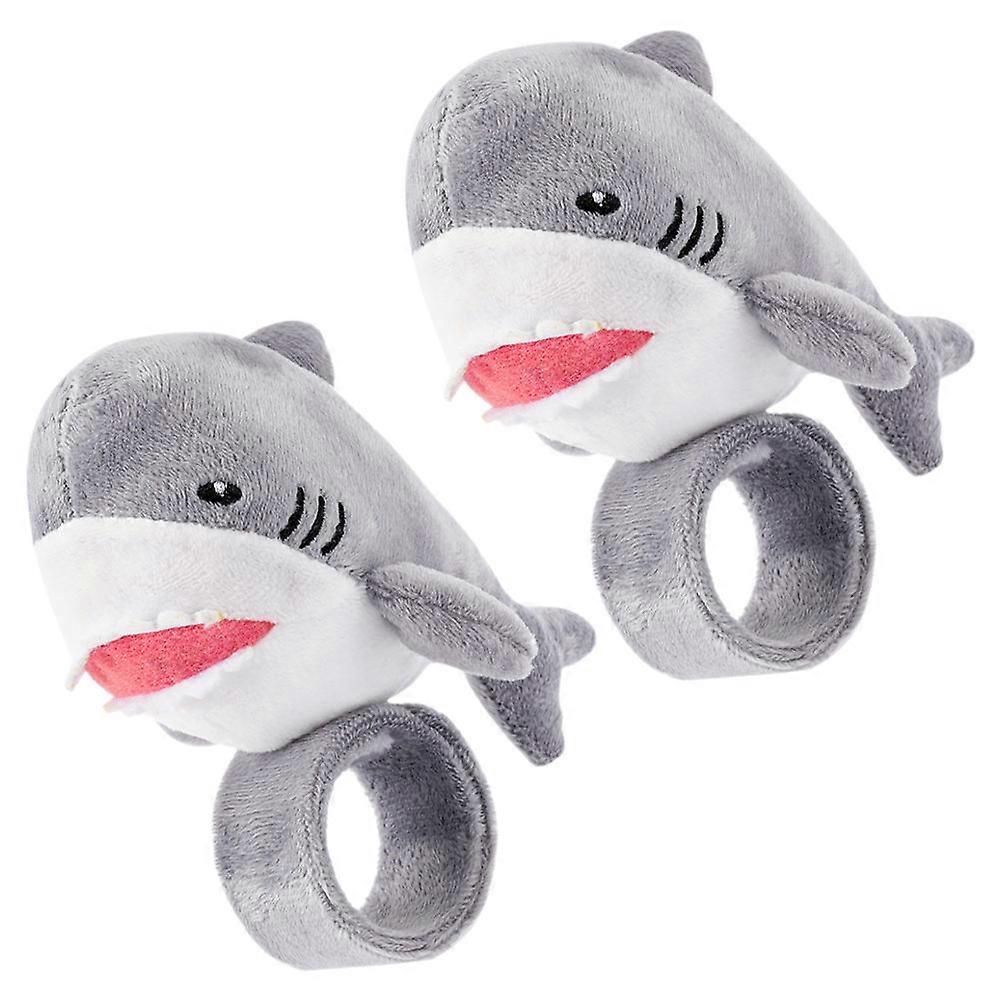 2pcs Stuffed Animal Plush Shark Slap Bracelet Band Wrist Hugger Party Favor