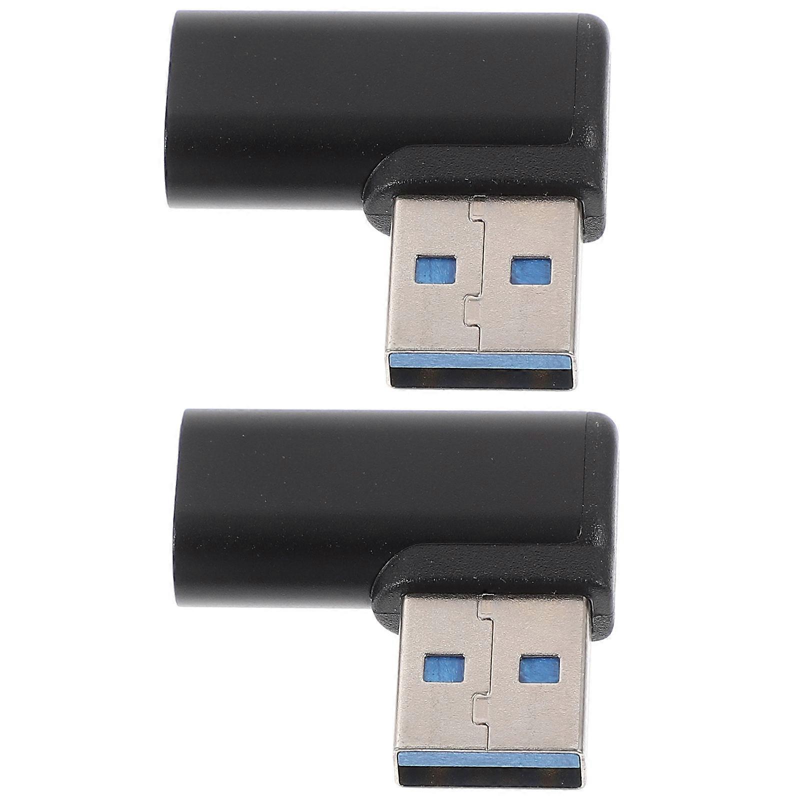 USB 3.0 Right Angle Male to Type-C Female Adapter for Phone Black plastic metal 2pcs