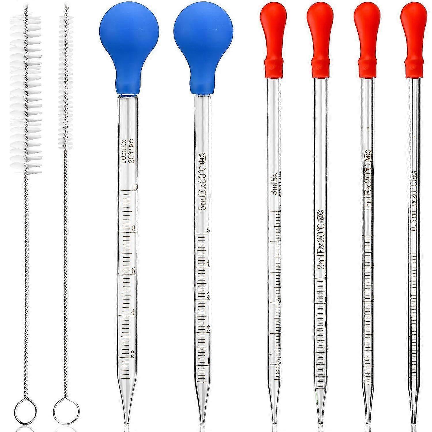 High quality  6 Pieces Glass Pipettes 10ml 5ml 3ml 2ml 1ml 0.5ml Glass